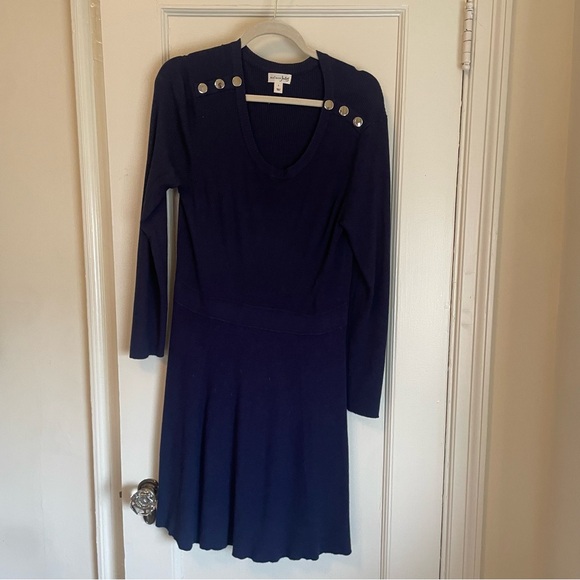 Maison Jules Womens Ribbed Sweater Dress with Buttons - size L - Picture 6 of 11